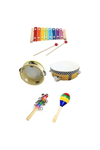 RİTİM SETİ - 5 - ORFF SET - TEF, KSİLOFON, MARAKAS, EL ZİLİ-SGH-RTMST5
