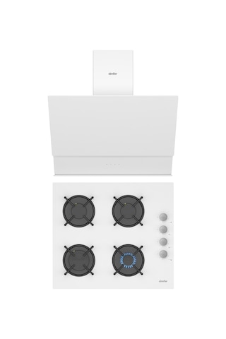 Simfer QS Beyaz 2'li Cam Ankastre Set (3507 Ocak + 8704 Davlumbaz)