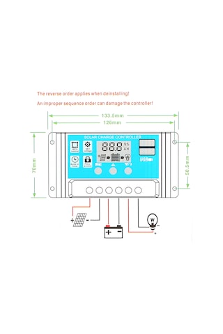 Ruicoo 40a Pwm Güneş Şarj Kontrol Cihazı - 12v/24v Otomatik Adapte, Usb 5v Çıkışlı, Akıllı Regülatör