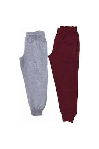 Nacar Store Unisex Çocuk Eşofman Altı 2 Li Gri-bordo