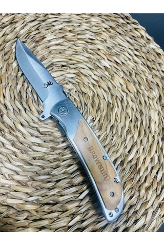 Browning Marka Ahşap&metal Kasa Kamp Çakı //23cm-322141 Açık Kahverengi