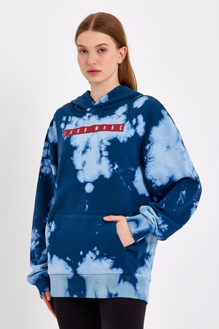 JAHR MARC Batik Yıkamalı Mavi Oversize Sweatshirt - S