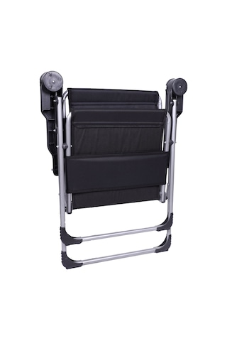 Alin Metal 140 Kg Taşima Kapasiteli Lüks Bardaklıklı Kamp & Piknik Sandalyesi Siyah