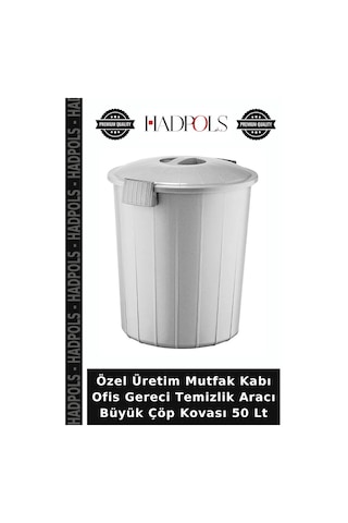 Özel Üretim Mutfak Kabı Ofis Gereci Temizlik Aracı Büyük Çöp Kovası 50 Lt