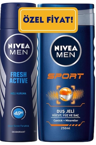 Nivea Fresh Active Deodorant Sprey 150 ML + Nivea Duş Jeli Sport 250 ML