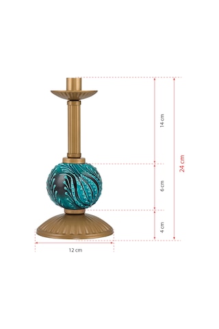 DEDE TEKLİ BORULU YEŞİL ÇİNİLİ MUMLUK ESKİTME DEKORATİF OBJE