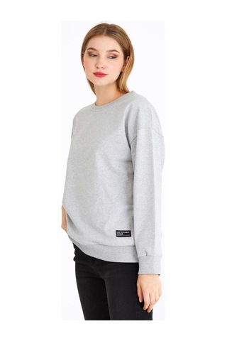 Comeor Kadın Gri Basic Bisiklet Yaka Regular Fit Rahat Sweatshirt 001