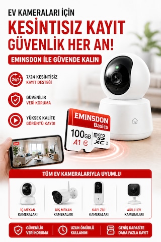 100gb Hafıza Kartı Ev Araç Güvenlik Kamerası Uyumlu Telefon Tablet Micro Sd Class10
