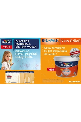 Marshall Sil-Pak Leke Tutmaz Duvar Boyası 7.5 Lt - (10 Kg)