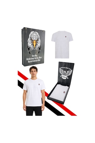 Beşiktaş Lisanslı Beyaz T-shirt Uv Kutu Beyaz Uv