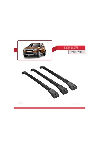Dacia Duster 2010-2013 Arası İle Uyumlu Ace-1 Ara Atkı Tavan Barı Siyah 3 Adet Bar