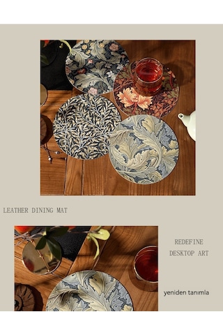 Mutfak Masası Yuvarlak Deri Bardak Altlığı 001 Çok Renkli