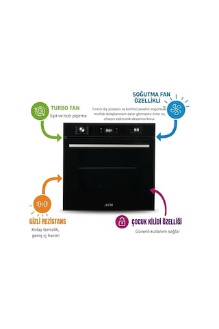 Afm Tech Ve Ferre Cava Sessiz Vitro Elektrikli Siyah D063-SA + MS263 + FM7700 Ankastre Set
