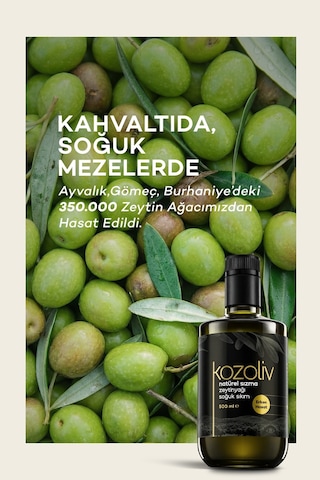 Kozoliv Erken Hasat Soğuk Sıkım Naturel Sızma Zeytinyağı Cam Şişe 500 ML