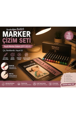 Dreamart Galery Marker Çizim Seti Touch Marker Kalem Çift Uçlu