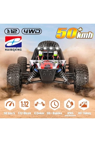 Haıboxıng Rc 1/12 905 Twister 50+ Km/h Sürat 4x4 Uzaktan Kumandalı Rc Model Araba Rtr Elektrikli 4wd Offroad Truck Yeşil