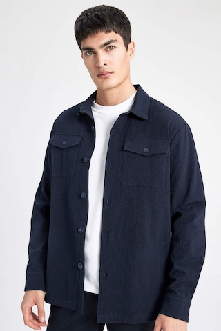 DeFacto Regular Fit Polo Yaka Gofre Dokulu Gömlek Ceket B6682AX24SPNV106