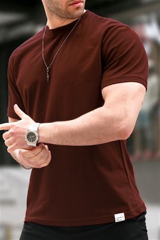 Madmext Acı Kahverengi Regular Fit Basic Erkek Tişört 6131 Acı Kahverengi