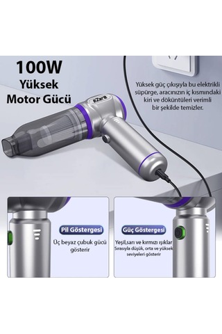 100w Çok Güçlü Ev Araba Süpürgesi Üfleme Özellikli 16000 Pa Emiş Gücü Garantili