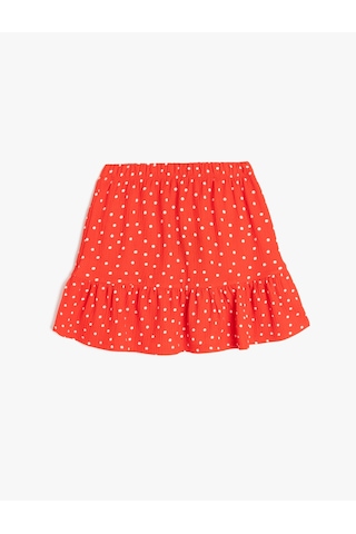 Koton Fırfır Detaylı Beli Lastikli Puantiyeli Mini Etek Kırmızı Desenli 5skg70002ak Kırmızı Desenli Çok Renkli