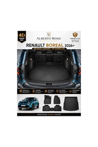 Renault Boreal Alt Kısım 2026+ Araca Özel 4d Bagaj Havuzu + 4d Paspas Seti Birebir Uyum