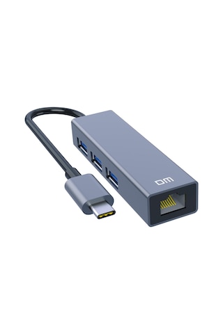 Dm Chb013 Type C To Rj45 Gigabit Ethernet Ve Usb 3 0 Çoklayıcı Dönüştürücü