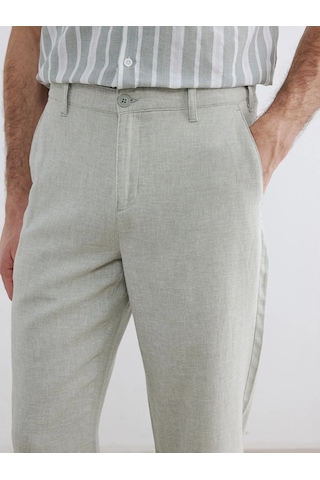 Lc Waikiki Yeşil Regular Fit Keten Karışımlı Erkek Chino Pantolon