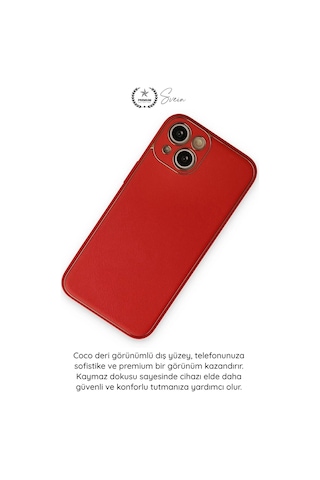 Kılıf iPhone 14 Plus Uyumlu Kılıf Coco Deri Görünümlü Silikon Kapak Darbe Emici Esnek Yumuşak Koruy