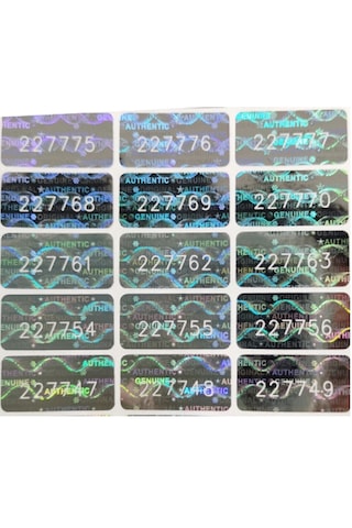 Yate10 1x2cm 105 Adet Gümüş Hologramlı Garanti Etiketi Seri Numaralı