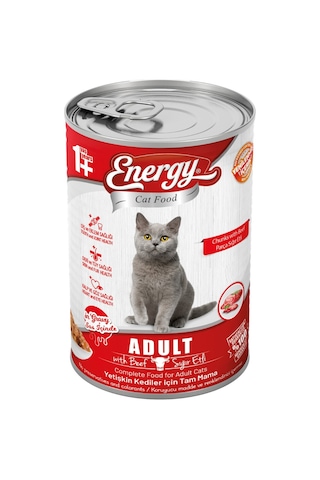 Energy Sığır Etli Konserve Yetişkin Kedi Maması 12 x 400 G