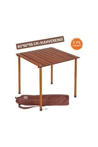 Bag The Joy 60 x 60 x 55 CM Ahşap Katlanır Kamp Masası - Kahverengi