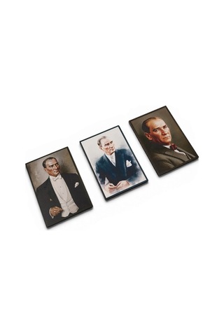 Hediyelik Atatürk Ahşap Magnet Seti 3 Adet - No:3 Kaliteli İşçilik Özel Baskı
