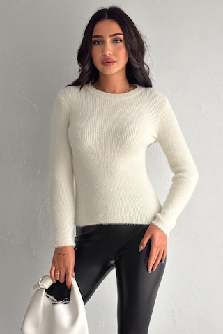 Noa & Noa Kadın Fit Kesim Uzun Kollu Triko Kazak Soft Edge Beyaz