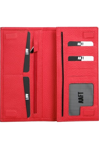 Mft Leather Hakiki Deri Kartlıklı Unisex Cüzdan Lilyum 7286 Flother Mat Kırmızı