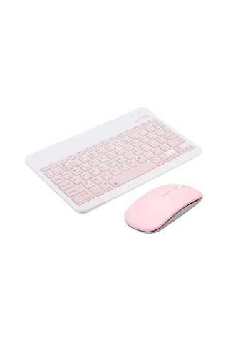 Springsun Küçük Ve İnce 78 Tuşlu Bt Klavye Seti - Mouse 3 Seviye Dpı Ayarlı, Çok Sisteme Uyumlu, Şarj Edilebilir, Pembe Mouse Pil İçermez Diğer
