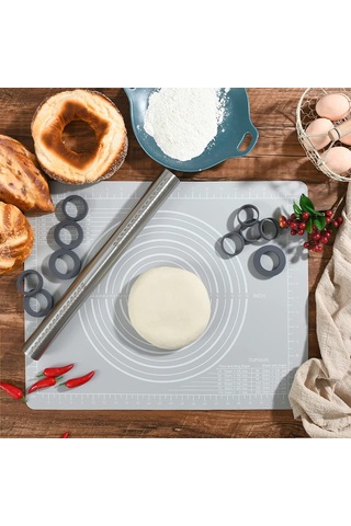 Tilbe Home Silikon Ölçekli Hamur Matı Premium Çok Amaçlı Isıya Dayanıklı Fırın Altlığı