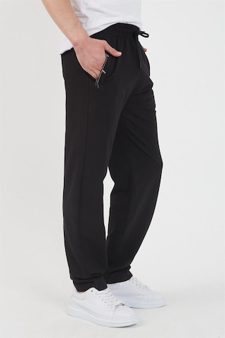 Siyah Erkek Fermuar Cep Nakış Detaylı Düz Paça Rahat Kesim Eşofman Altı Mtlco05 Siyah