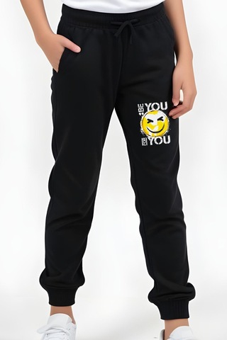 Be You Emoji Baskılı Kız Çocuk Tişört Ve Eşofman Alt-üst Takım Beyaz