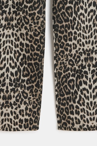 Sââde Kadın Leopar Desenli Yüksek Bel Wide Leg Jean Pantolon Siyah