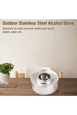 Jeemson Dış Mekan Çelik Alkol Ocağı Seti - 130ml Kapasite + Yangın Söndürme Kapağı 201 Çelik Gümüş
