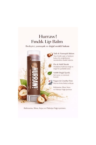 Hurraw Gece & Gündüz Dudak Bakımı 3 Lü Set Vişne + Fındık + Moon Lip Balm
