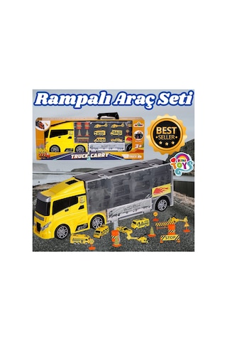 Rampalı İnşaat Tır Seti - İnşaat Taşıyıcı Tır - Kaydıraklı Kamyon - Araç Yol Seti - Tır Yol Seti - O