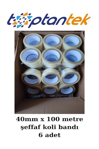 Koli Bandı 45x100 Metre Şeffaf Hotmelt Koli Bandı 6 Adet 6 Rulo