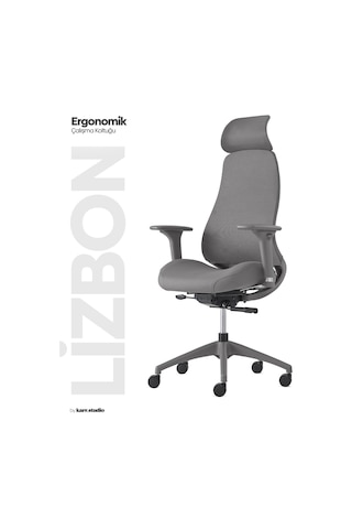 Karr Office Lizbon Ergonomik Çalışma Koltuğu Gri