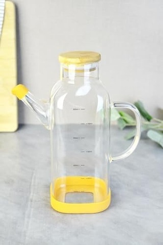 800 Ml Bambu Kapaklı Borosilikat Cam Kare Yağlık Diğer