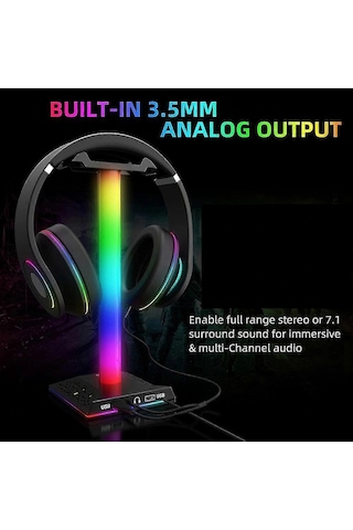 Hpy Pazar Rgb Gaming Kulaklık Standı Usb, Dokunmatik Işıklı