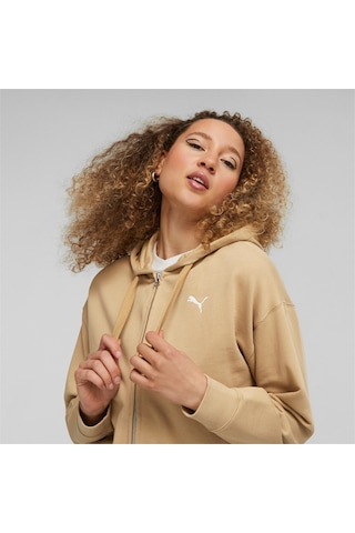 Puma Her Terry Fermuarlı Kadın Kapüşonlu Sweatshirt 676003 84 Bej