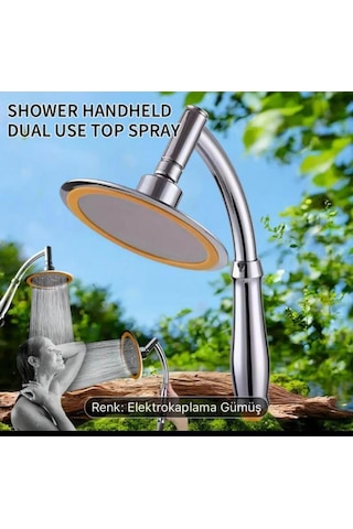 Byesu Duş Hortumuna Takılabilen 360 Derece Dönen Yönü Ayarlanabilen Robot Tipi Duş Başlığı Krom