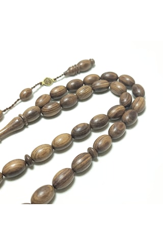 Sandal Ağacı Tesbih Yumurta 8,5x13. Kahverengi - Siyah