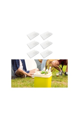 Suntek 6 Adet Buz Soğutma Blokları Seyahat 14,5cmx9,5cmx2cm Beyaz